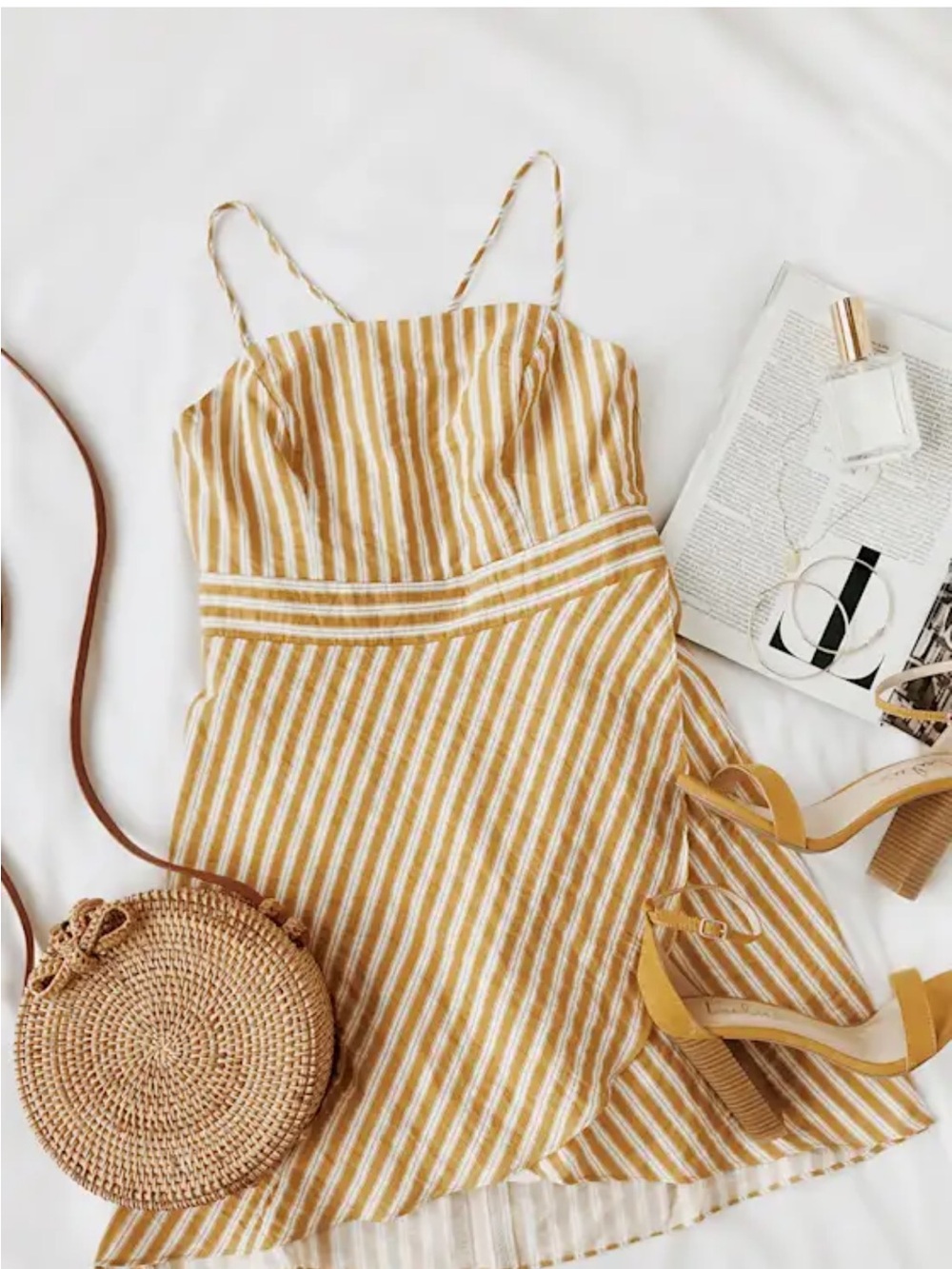 Lulus striped Yellow Sundress size s